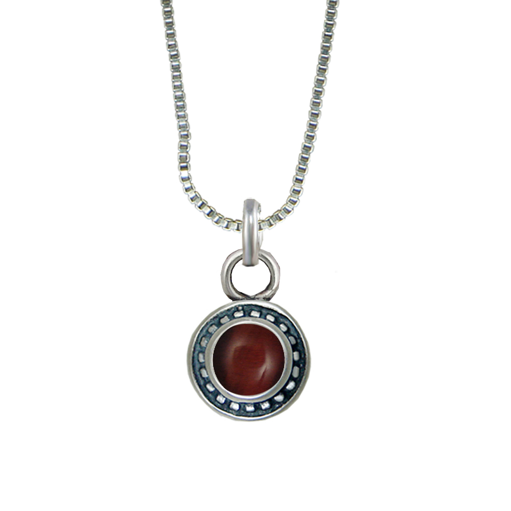 Sterling Silver Petite Little Red Tiger Eye Pendant Necklace